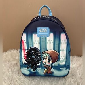 {Loungefly} Star Wars Darth Vader vs Obi-Wan Chibi Characters Mini Backpack